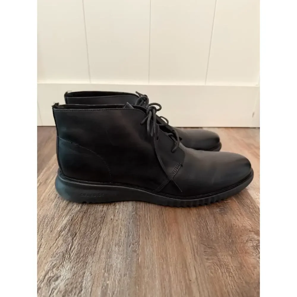 Cole Haan Mens Zerograde Chukka Boots Mens 12M Black Leather lightweight EUC